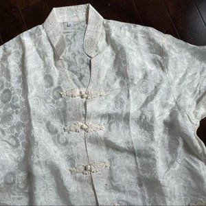 Asian?2?Piece Silky White Pyjama Set